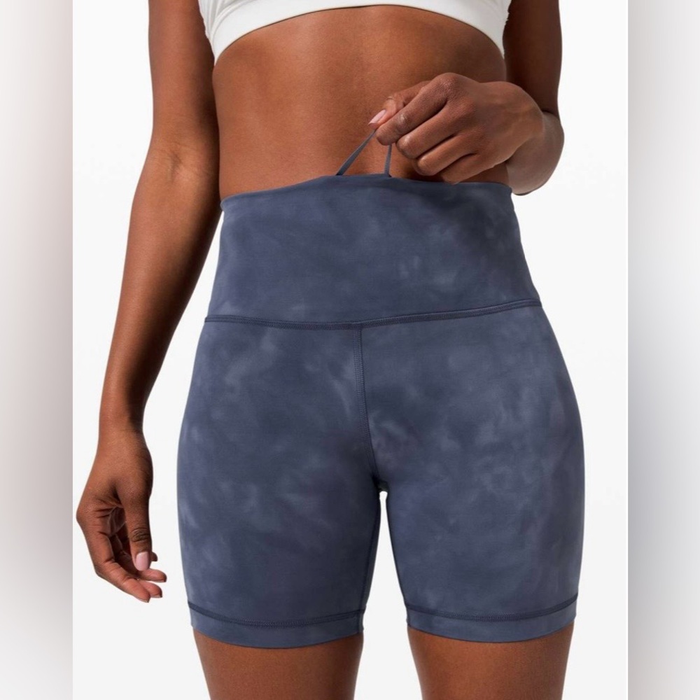 Lululemon Wunder Train High Rise 6” Shorts Diamond Dye Shade Naval Blue Size 4 - Picture 3 of 11
